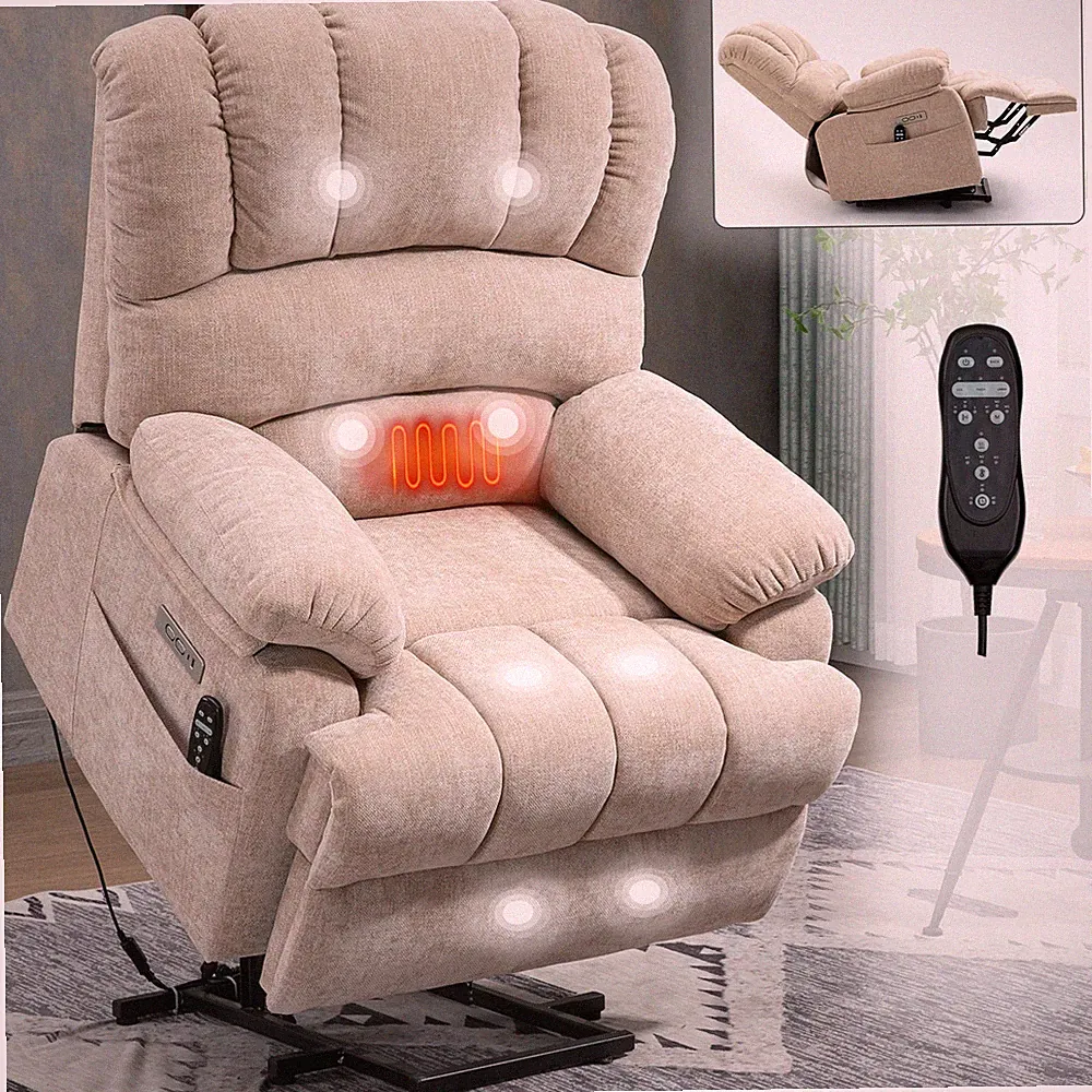 350 LBS Heat Massage Power Lift Recliner Chair for Elderly Reclining Sofa Remote