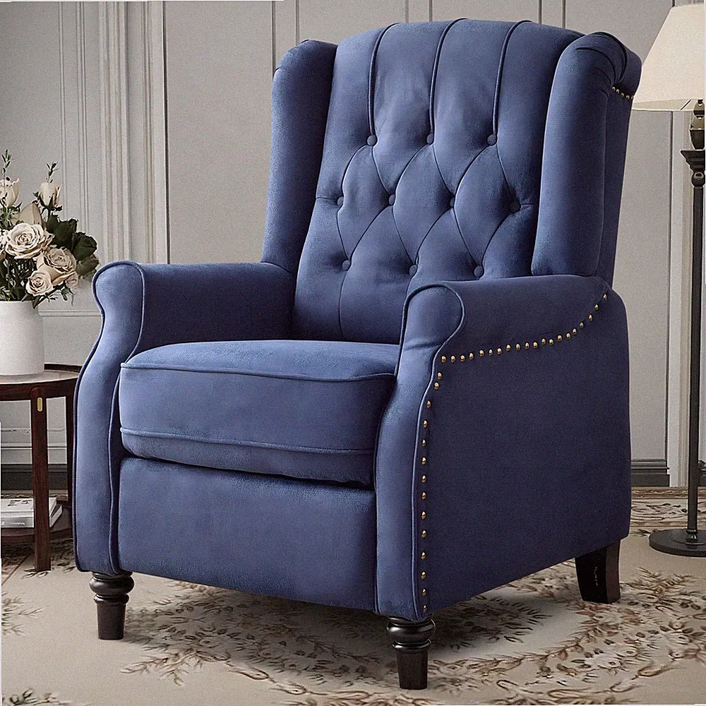 Canmov Push Back Recliner Chair with Rivet Decoration, Single Sofa Accent Chair