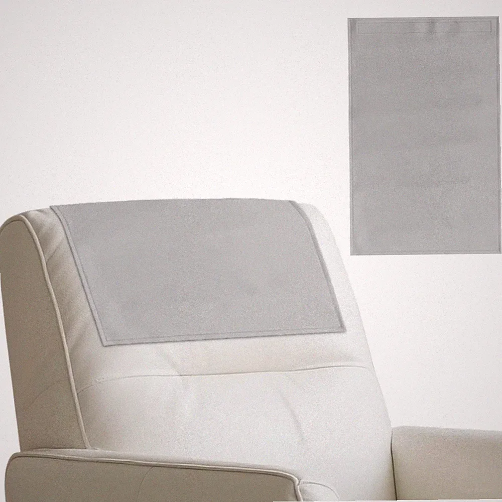 Chair Headrest Protector Grey Leather Recliner Headrest Cover Washable Reclin...