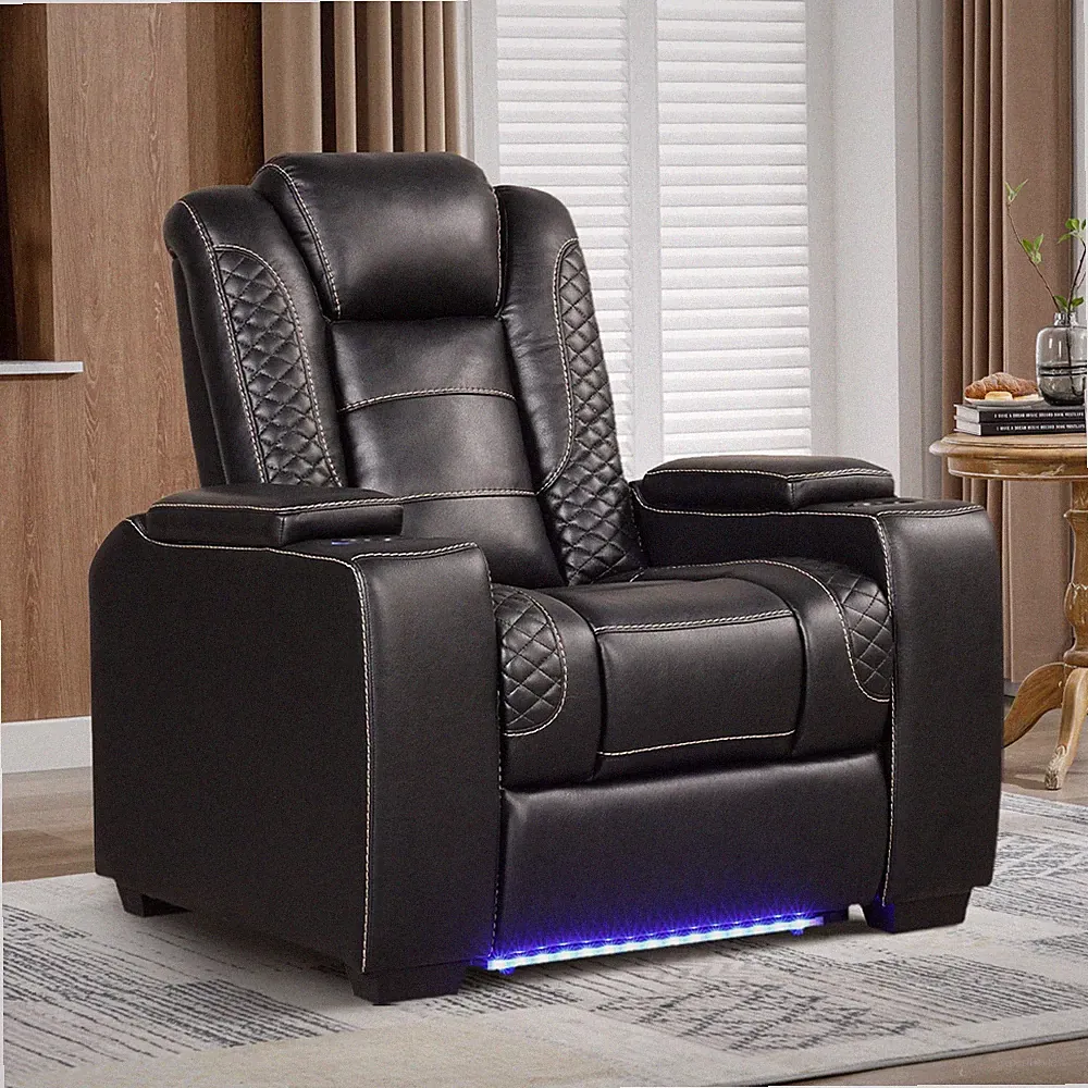 EBELLO Home Theater Seating Electric Recliner w/ Adjustable Headrest PU Leather