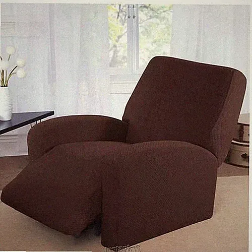 Mason 82" Stretch Basketweave Recliner Slipcover Chocolate Polyester/Spandex