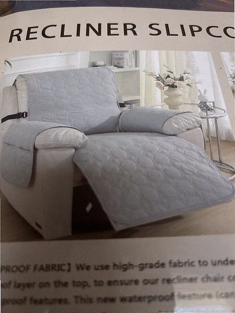 NEW Gray Slip Proof & Waterproof Recliner Cover Easy to Put On & Off 23” Seat