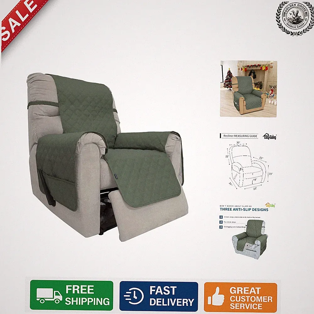 Waterproof Recliner Chair Protector - Greyish Green, Easy Care & Durable