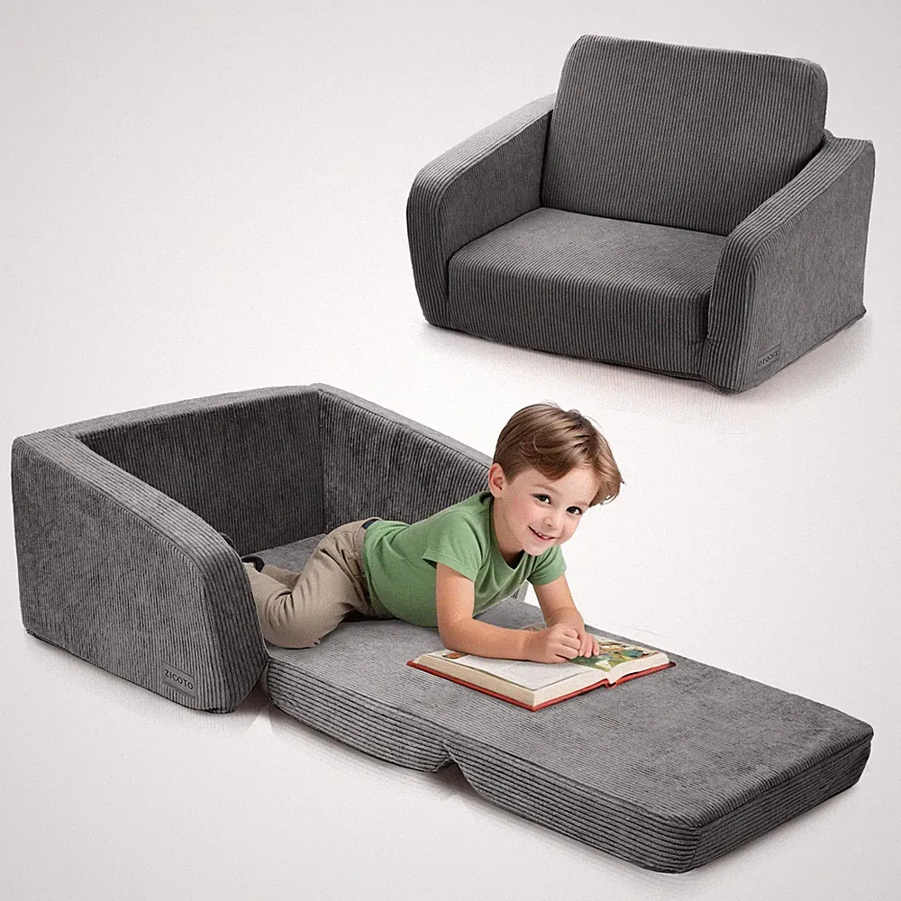 ZICOTO Comfy Kids Chair for Toddler - Stylish 2 in 1 Lounger Made of Memory Foam