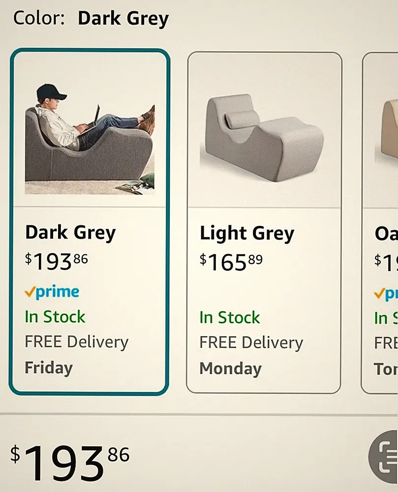 ZINUS Lotus Zero Gravity Chaise Lounger, Foam Recliner Ergonomic Dark Grey